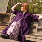 The Shirt Dress in Aubergine linen