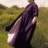 The Shirt Dress in Aubergine linen