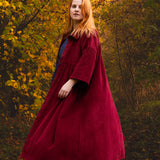 The Hybrid Dress in wine red corduroy