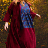 The Doddle Dress in Blue/Burgundy