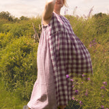 The Garden Dress - Purple Double Gingham