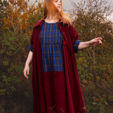 The Doddle Dress in Blue/Burgundy