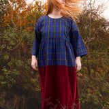 The Doddle Dress in Blue/Burgundy