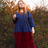 The Doddle Dress in Blue/Burgundy