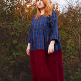 The Doddle Dress in Blue/Burgundy