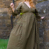 The Double Take Dress in Red Polka on Green Cotton