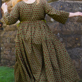 The Double Take Dress in Red Polka on Green Cotton
