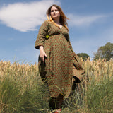The Double Take Dress in Red Polka on Green Cotton