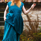 The Gathered Skirt in Teal Velvet