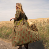 The Double Take Dress in Red Polka on Green Cotton