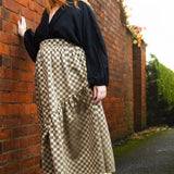The Gathered Skirt in Gold Check