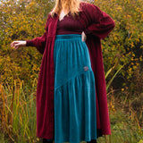 The Gathered Skirt in Teal Velvet