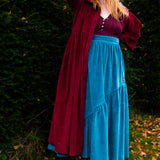 The Gathered Skirt in Teal Velvet