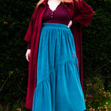 The Gathered Skirt in Teal Velvet