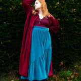 The Gathered Skirt in Teal Velvet