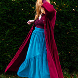 The Gathered Skirt in Teal Velvet