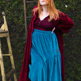 The Gathered Skirt in Teal Velvet