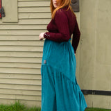 The Gathered Skirt in Teal Velvet