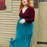 The Gathered Skirt in Teal Velvet