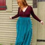 The Gathered Skirt in Teal Velvet