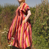 The Sash Dress in Sunset Stripe