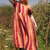 The Sash Dress in Sunset Stripe