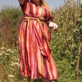 The Sash Dress in Sunset Stripe