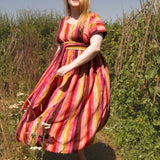 The Sash Dress in Sunset Stripe