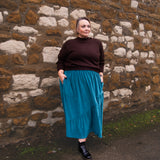 The Gathered Skirt in Teal Velvet