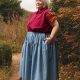 The Oak Skirt - Cornflower chambray