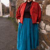 The Gathered Skirt in Teal Velvet