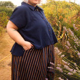 The Letty Shirt in Navy Cotton