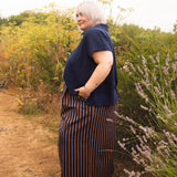 The Margo Trousers in Navy Stripe