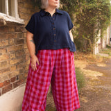 The Margo Trousers in Pink + Red Check