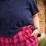 The Letty Shirt in Navy Cotton
