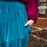 The Gathered Skirt in Teal Velvet