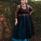 The Gathered Skirt in Teal Velvet