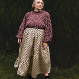 The Gathered Skirt in Gold Check