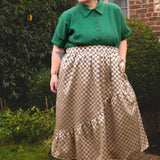 The Gathered Skirt in Gold Check
