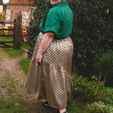 The Gathered Skirt in Gold Check