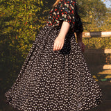 The Oak Skirt - Black polka