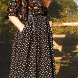 The Oak Skirt - Black polka