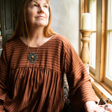 The Everything Dress in Brown Stripe Tencel