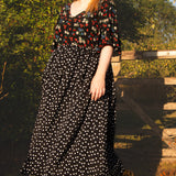 The Oak Skirt - Black polka