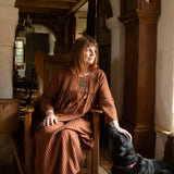 The Everything Dress in Brown Stripe Tencel