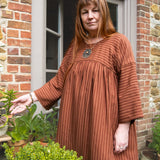 The Everything Dress in Brown Stripe Tencel