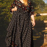 The Oak Skirt - Black polka