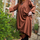 The Everything Dress in Brown Stripe Tencel