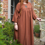 The Everything Dress in Brown Stripe Tencel