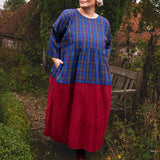 The Doddle Dress in Blue/Burgundy